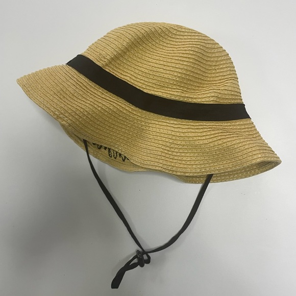C.C kid’s Weaved  Beach Embroidered Quote Floppy Brim Sun Hat hello sunshine - Picture 3 of 4